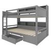 =(WX000708AAE)Bunk beds, 90x200cm(90x200cm) single beds, children's beds, , bunk beds, with drawers, with storage compartments, without mattress, grey