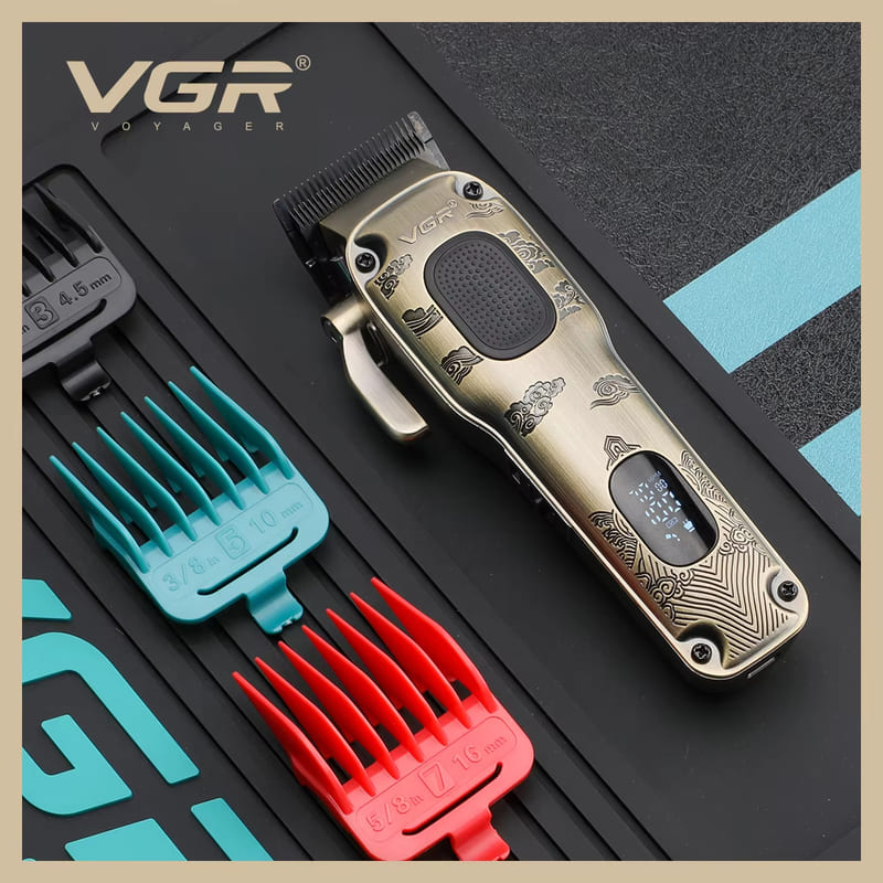 Новая VGR V-027 Универсальная Высококачественная Металлическая Машинка для стрижки волос Салонная Электрическая Мужская Триммер Цифровой Дисплей Масла на Головке Домашняя Электрическая Бритва Бритва