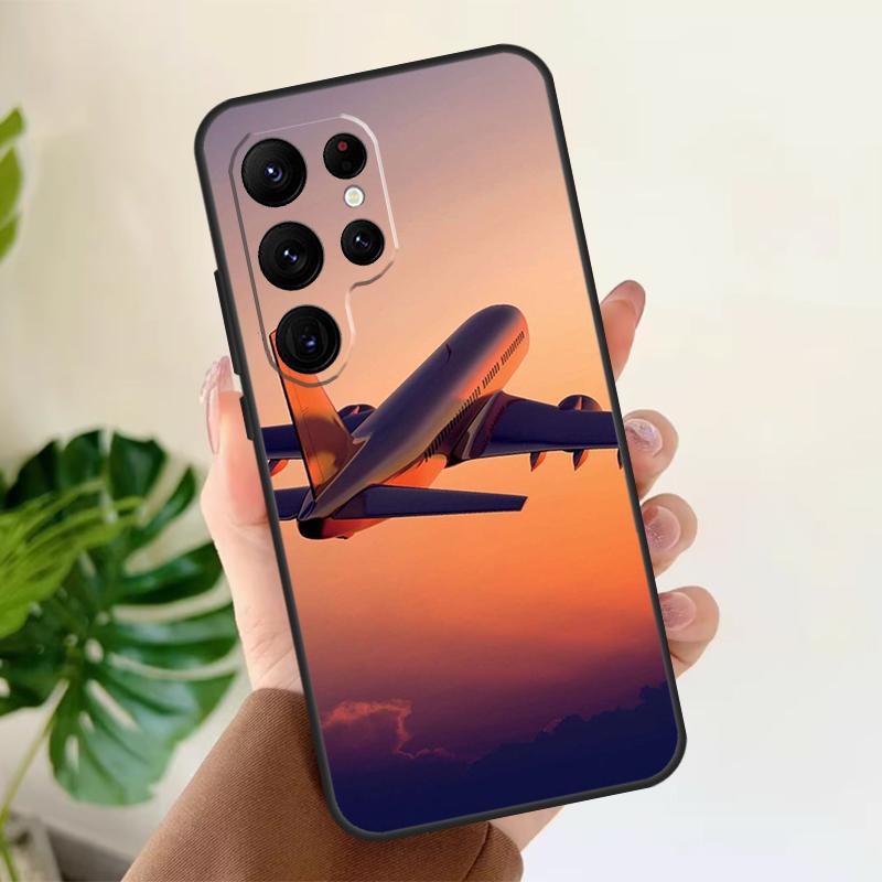 Мягкий чехол для телефона Samsung Galaxy S25 S21 S22 S23 S24 Ultra S9 S10 Plus S20 FE S24 FE с рисунком самолета