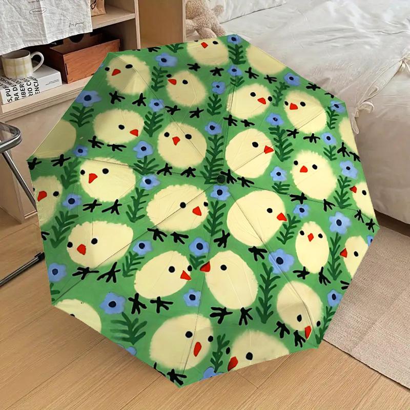 1PC chicks flowers Umbrella-8-Rib Reinforced Portable Folding Travel Suitable for All Seasons Outdoor Daily Use Is an Ideal Choice -F330
