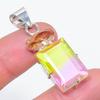 Bi-Color Tourmaline, Morganite Handmade 925 Sterling Silver Pendant 1.77" L5e25