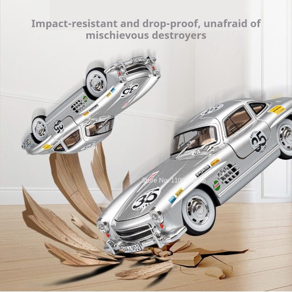 1:24 300Sl 500K Винтажные Автомобили Миниатюрные Литые Сплавные Игрушки Модель Двери Открываются Звук Свет Оттягиваемый Механизм Машинки Мальчик Значимые Подарки