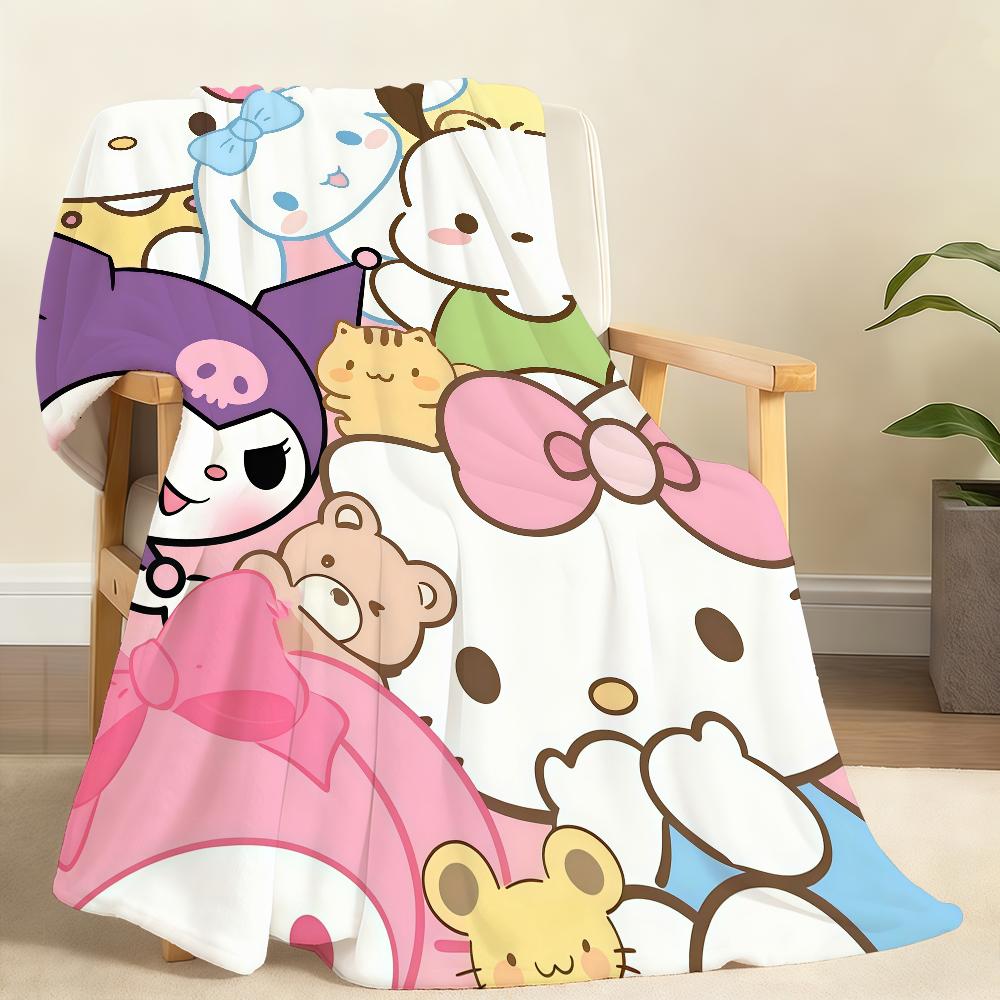 Kawaii S-sanrioS Chibi Blanket Soft Throw Blanket for Home Bedroom Bed Sofa Picnic Travel Office Rest Cover Blanket Gift