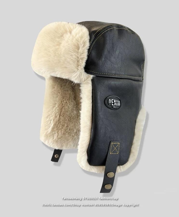 Шапка Thunderbolt женская осенне-зимняя утепленная плюшевая кепка из искусственной кожи для катания на лыжах, защиты ушей от холода, кепка для полетов для мужчин