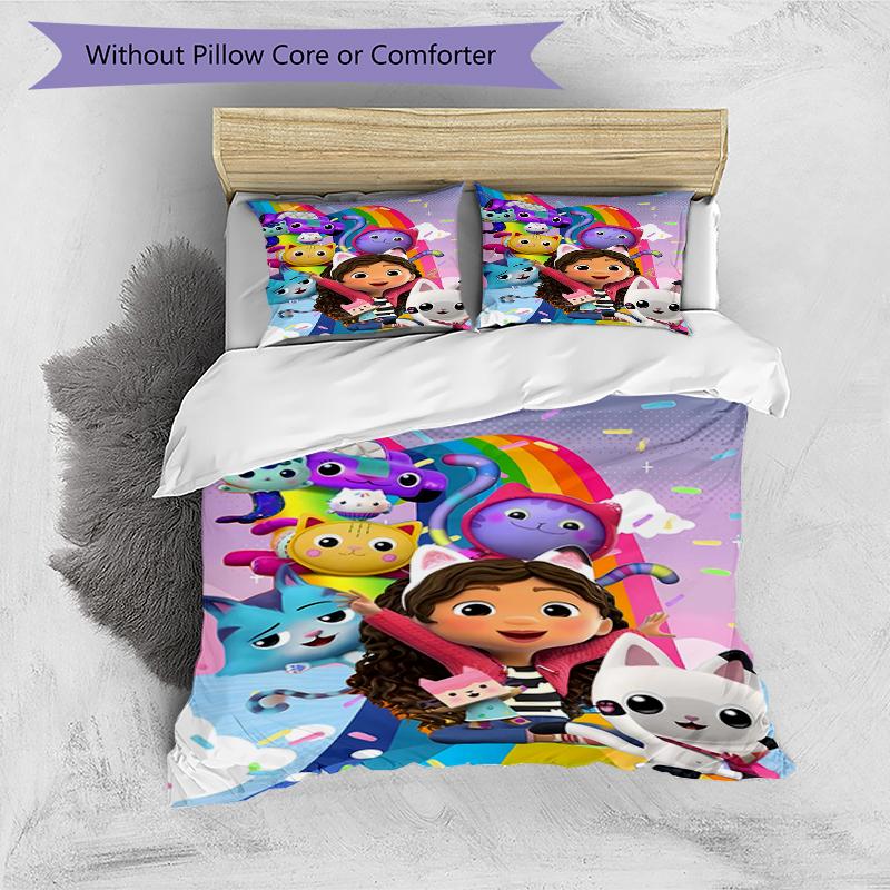 3pcs Gaby's Bubble House1 Design Cover Set - HD Printed Bedding with 1 Cover and 2 Pillowcases - Perfect for Home and Dorm Decor