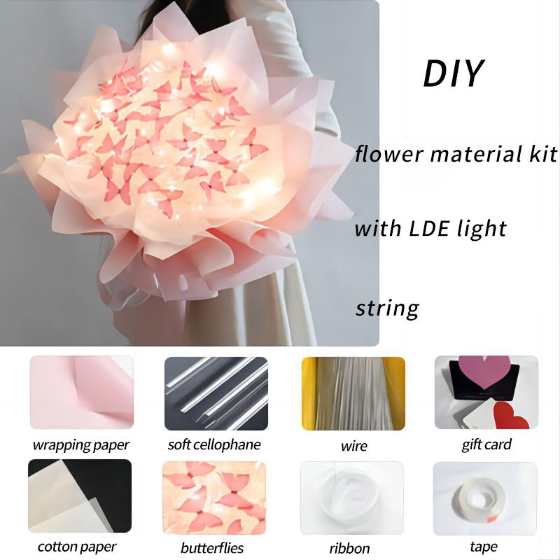 Букет из светящихся бабочек, набор материалов для самостоятельного изготовления, набор для украшения свадьбы на день рождения, набор для самостоятельного изготовления букета невесты, набор для самостоятельного изготовления свадебного декора