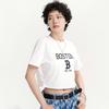 MLB Collegiate Style Boston Red Sox Summer Breathable High-Value American Vintage Short Sleeve T-Shirt Women T-Shirts White 3FTSV0333-43WHS