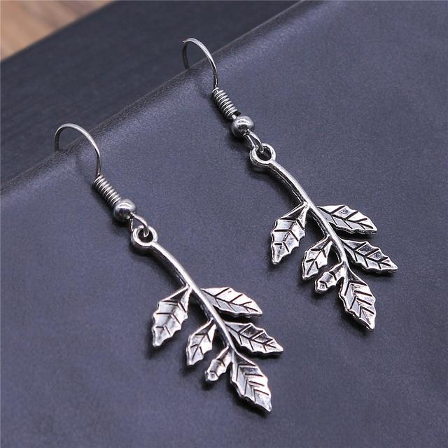 Винтажные простые старинные серебряные серьги-подвески в виде ветки клевера для женщин и девушек в подарок