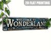 Vintage 'Welcome To Wonderland' Aluminum Sign (15.7" X 3.9") - Perfect for Home, Garden, Bar and Cafe Decoration