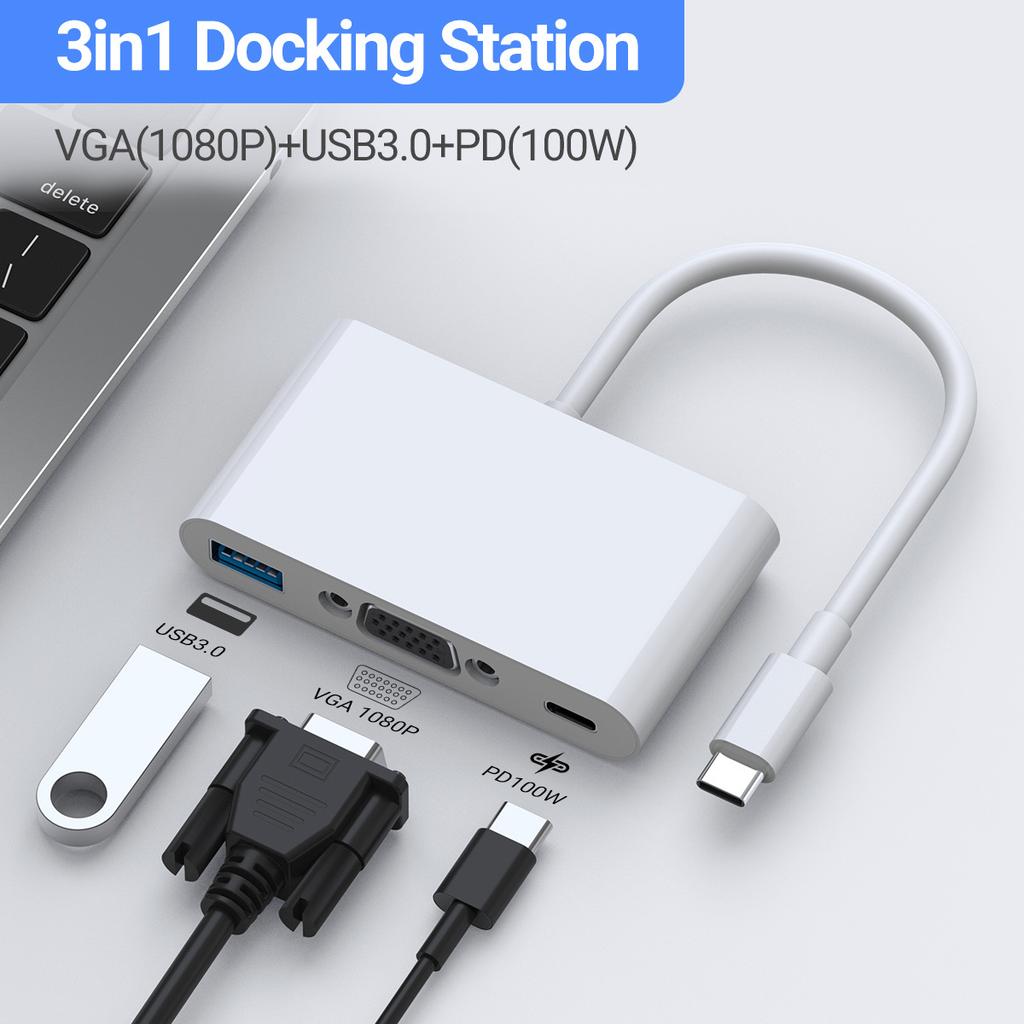 Адаптер-концентратор Type C - HDMI 3 в 1 для док-станции ТВ-проектора с портами USB