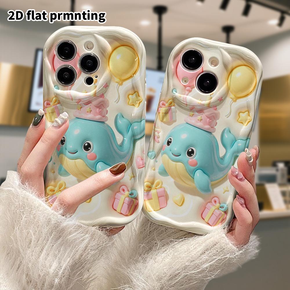 Phone case: 2D flat, suitable for iPhone 18 17 16 15 14 13 Pro protective case, birthday little blue whale, perfect holiday gift for Christmas and Hal