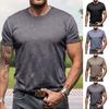 Men's Round Neck T-shirt Cotton Solid Color Short Sleeve Basic Tee Pullover