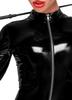 Noir - Sexy Shiny Black Jumpsuit With Silver Zipper S