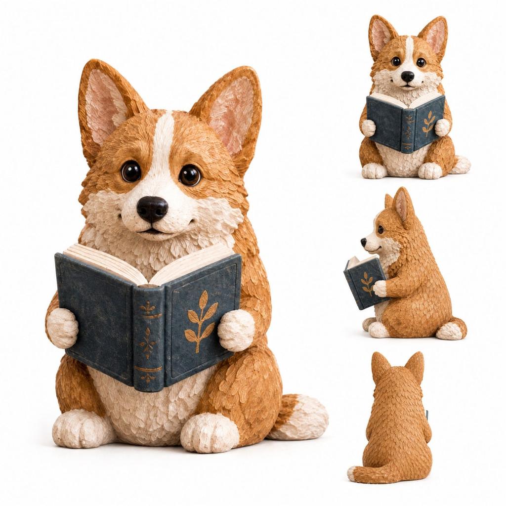 Статуэтка собаки, читающей книгу, Декоративная фигурка для книжной полки, стола, домашнего декора