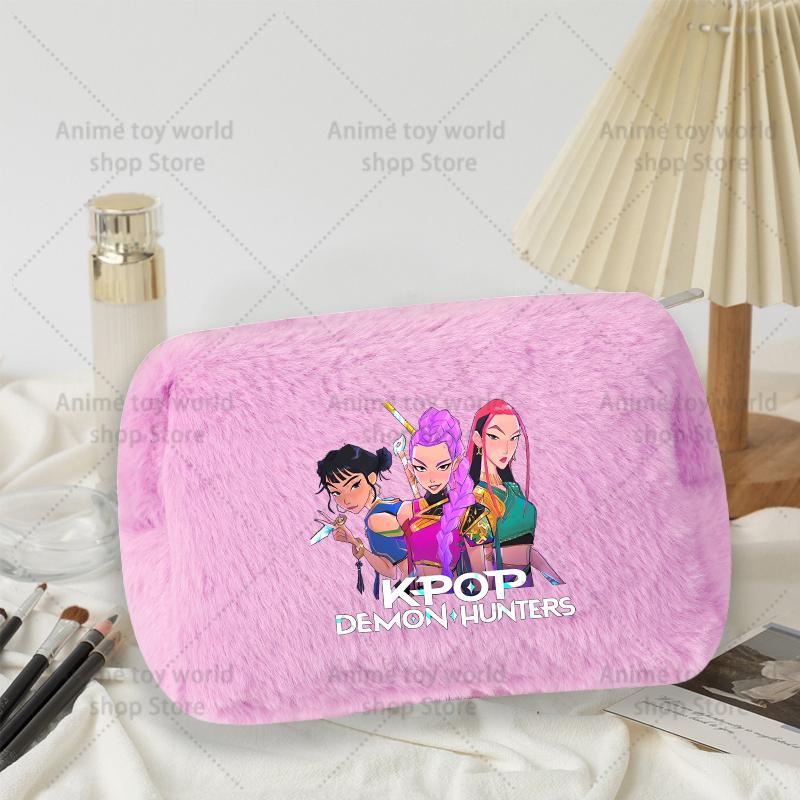Kpop Demon Hunter Girls Women Plushes Cosmetic Bag New Makeup Bags Ladies Travel Organization Pouch Pink Pencil Case Gift