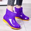 Summer Short Rain Shoes Fashion Purple Clear Water Shoes Canteen Mother Red Cleaning Non-slip Rubber Shoes Short Rain Boots