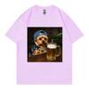 Yorkie Drinking Beer Funny Meme Graphic T Shirts Summer Casual 100cotton Short Sleeve Tshirts Unisex Unisex Fashion Oneck Tshirt