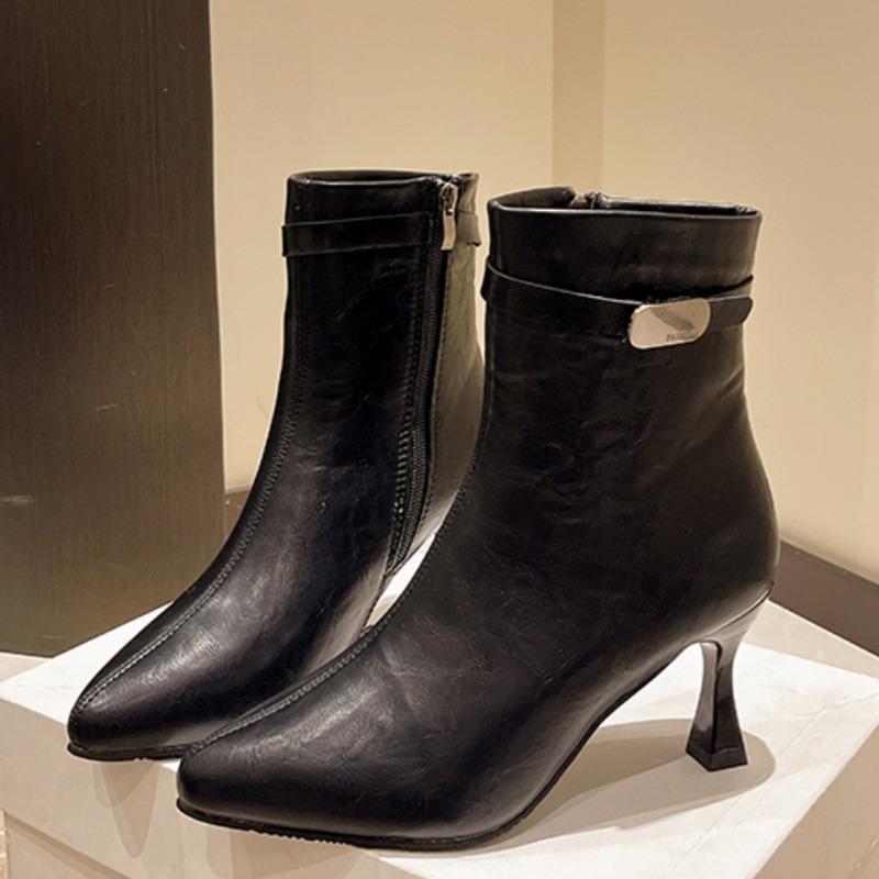 Женские ботильоны на высоком каблуке, сексуальные замшевые элегантные туфли с острым носком, женская мода 2024 года, туфли-лодочки «Челси», зимние туфли Botas De Mujer