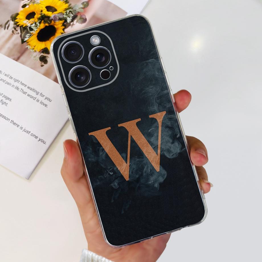 Чехол для iPhone 15 Pro Max Чехол для iPhone 15 Plus 15 Pro Задняя крышка Прозрачный Мягкий ТПУ Буква A ДО Z Чехол Для Apple iPhone15 15Pro Сумка