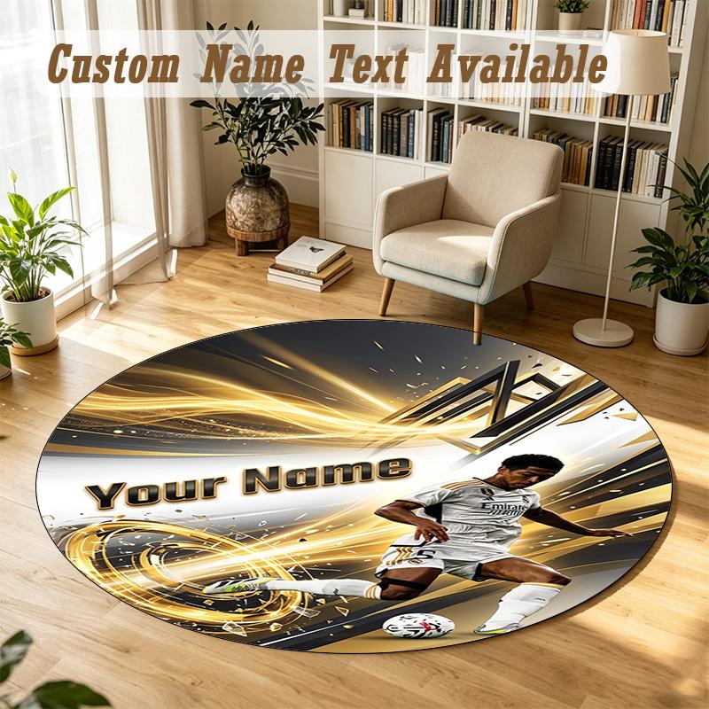 Round Rug Custom NameJude Bellingham Pattern Non Slip Carpet Home Floor Decor