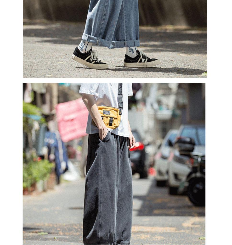 Hong Kong Autumn Loose Wide-Leg Jeans - Korean Retro Style Men's Trend