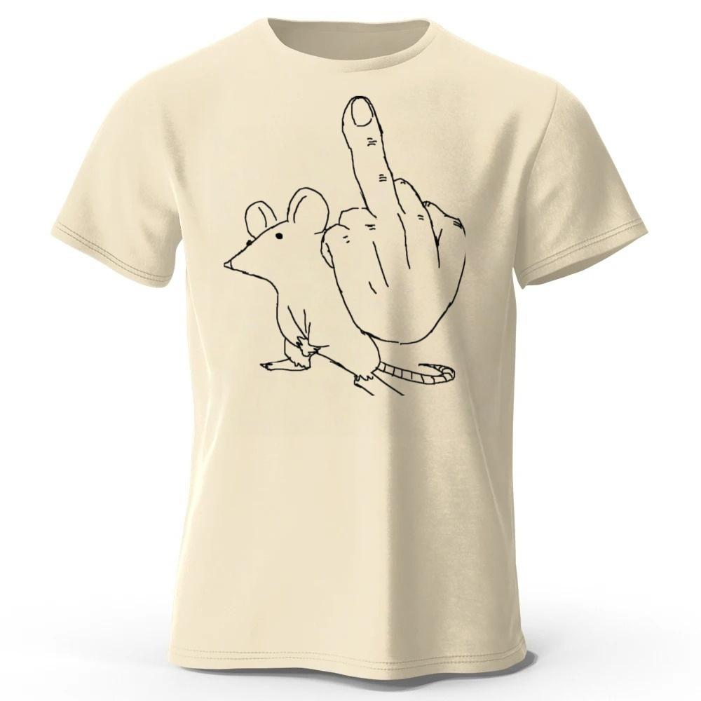 Funny Middle Finger Mouse Pure Cotton Tshirt for Mens Fitness Loose and Breathable Short Sleeved Tshirt Casual Round Neck Top