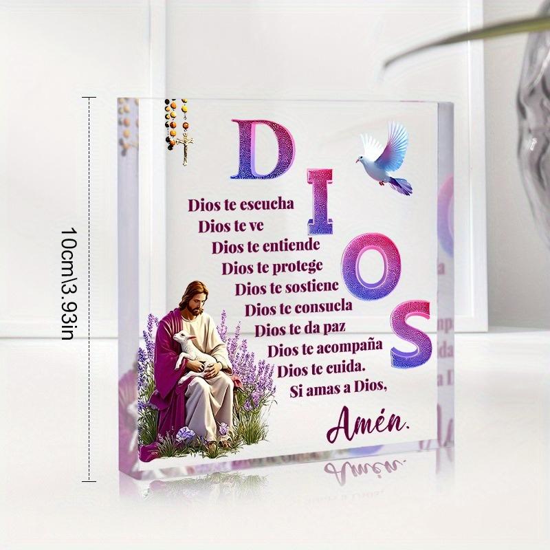 2D плоская, испанская «Dios» Молитвенная акриловая настольная декоративная табличка в богемном стиле, Иисус, Агнец, Подходит для настенного декора, крыльца, комнаты, виллы, акцента