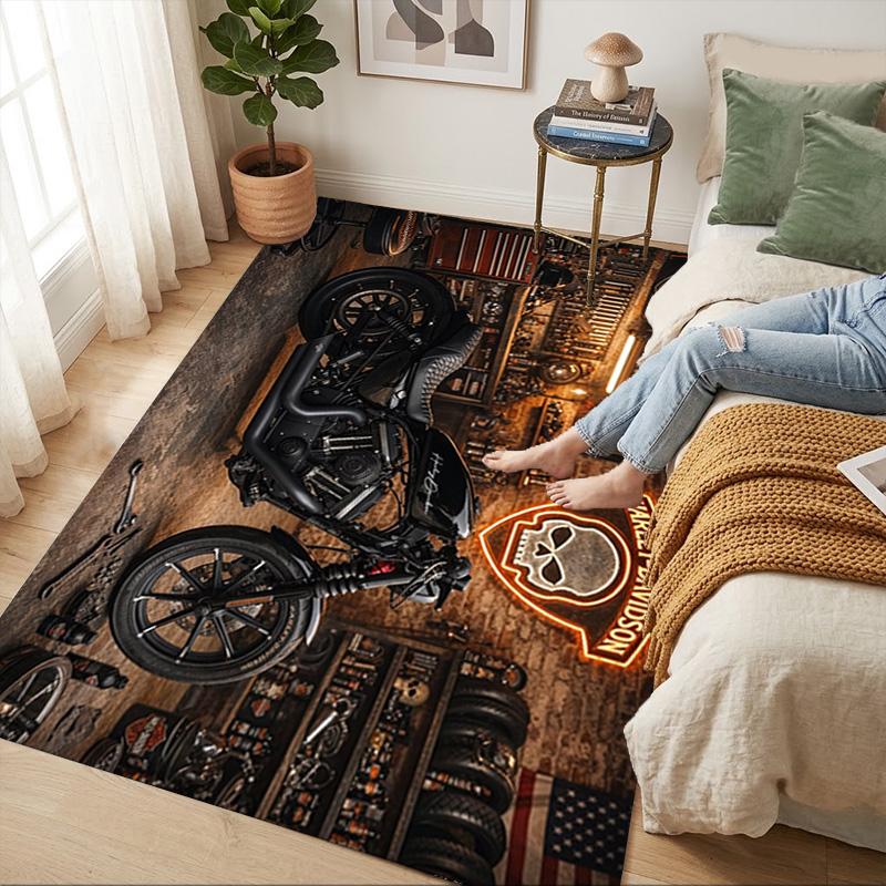 Motorcycle Workshop Living Room Nonslip Area Rug Soft Carpet For Bedroom Game Playroom Sofa Office Home Decor Doormat Christmas Gift C9291363