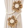 2Pcs Flower Curtain Tiebacks Handmade Boho Style Sunflower Curtain Holdbacks Linen Window