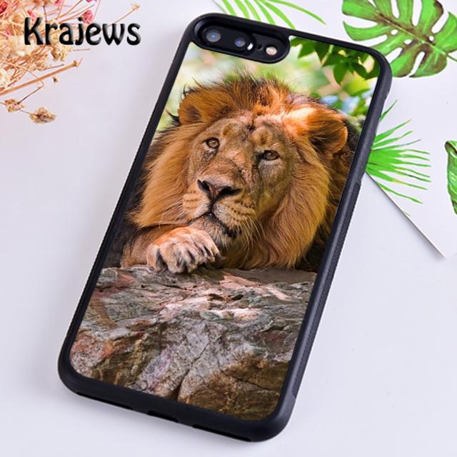 Krajews Big Lion On Stone snow Phone Case Cover For iPhone 17 Air 16 15 14 plus 11 12 13 pro ma Plus coque Fundas