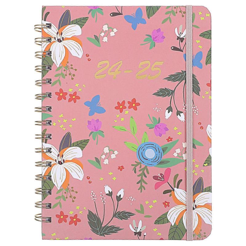 Pink 2024-2025 Weekly Monthly Planner for Writing Use with Index Tabs