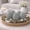 Set of 5 Easter eggs, gray openwork, spring decoration