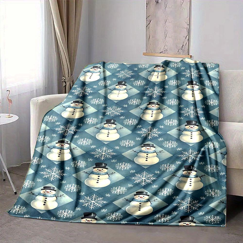 1Pc Winter Snowmen Blanket Soft And Comfortable Casual Warm Camping Travel Christmas Halloween Gift M91737