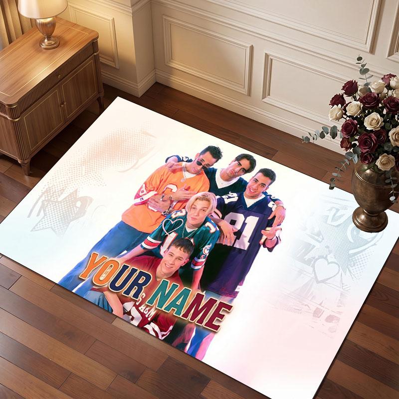 Backstreet Boys Personalized Crystal Velvet Carpet, Customized Name Text Soft Anti‑Slip Rug for Living Room Bedroom