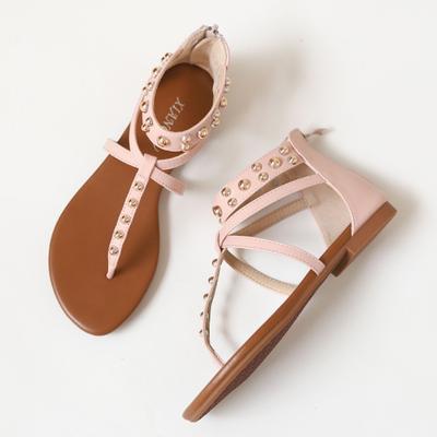 Женские сандалии модные летние пляжные сандалии для отдыха с заклепками женские новые ретро повседневные римские туфли женские Sandalias De Mujer