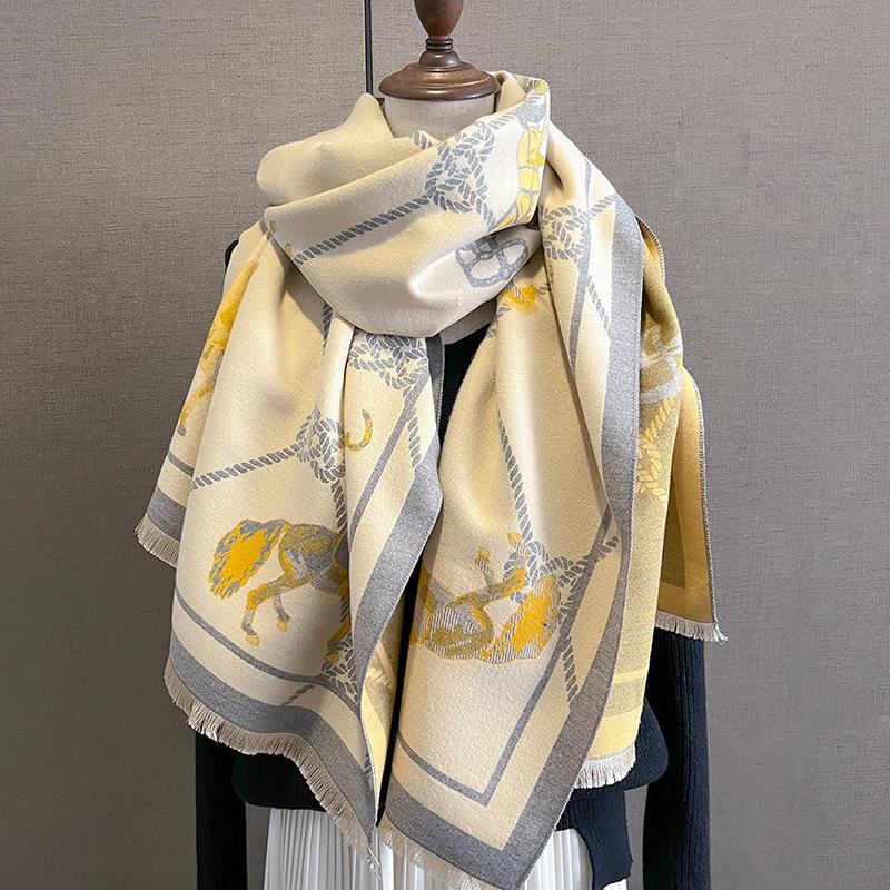 Новый ретро-модный искусственный кашемировый шарф для женщин зимой, утолщенный и теплый для шеи, шаль двойного назначения снаружи