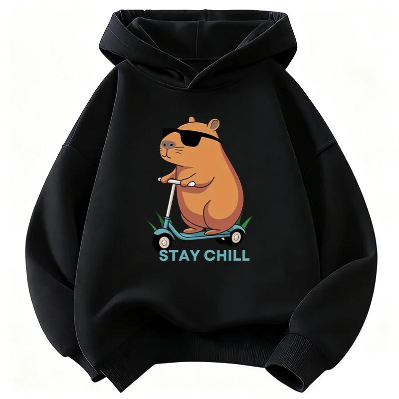 New Christmas-themed hooded sweatshirt for kids, featuring a fun and stylish capybara pattern perfect for autumn and winter.
