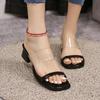 Summer New Women Slides Slippers Female Chunky Heel Solid Pumps Ladies Fashion Concise Open Toe Outdoor Cozy Shoes Mujer Zapatos