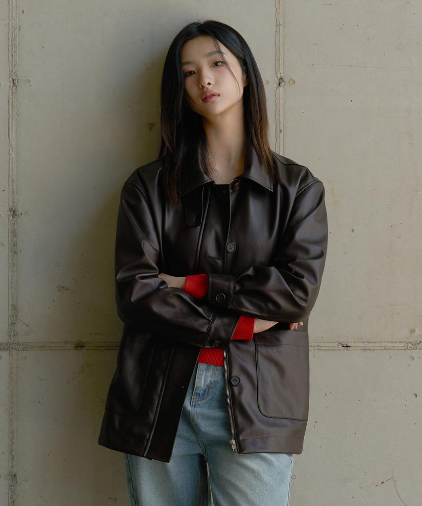 ATA Labelo Vegan Leather Jacket_Dark Brown