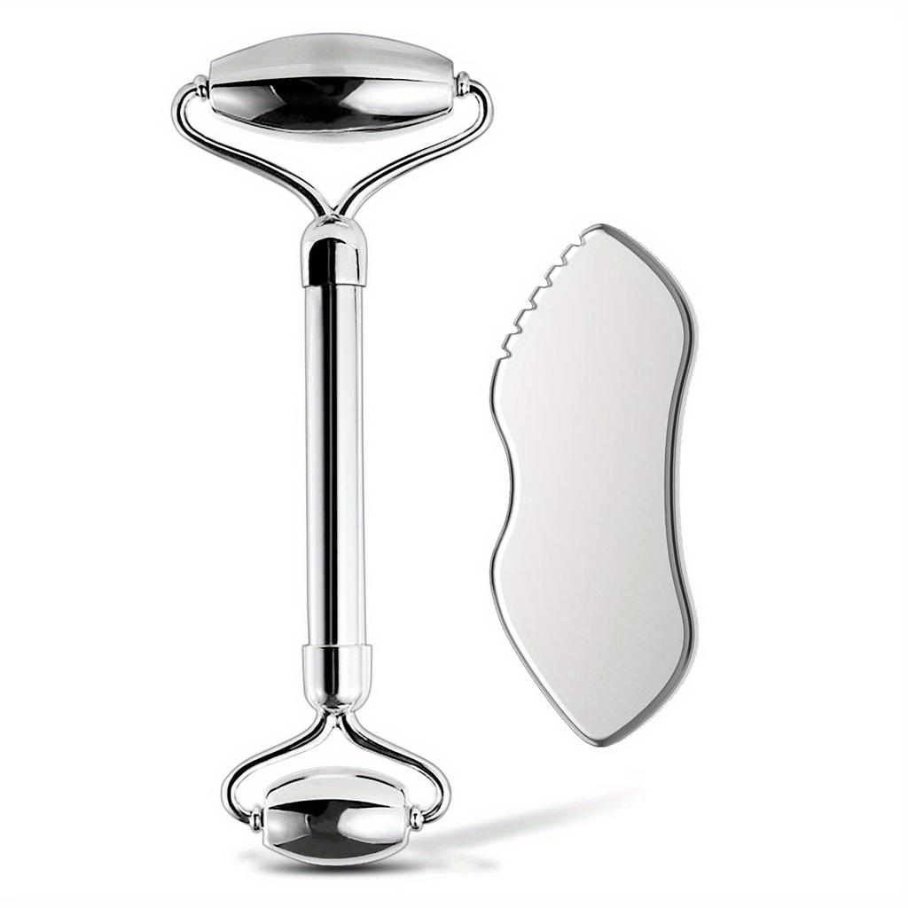 Набор из 1/2/3 шт. роликов для лица и массажных скребков Гуаша из нержавеющей стали, металлические инструменты для красоты для тела, лица, шеи и глаз