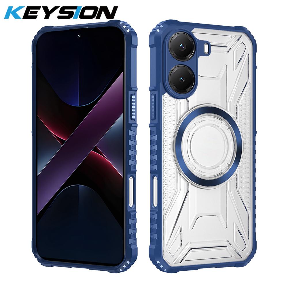 KEYSION Прозрачный магнитный чехол для Xiaomi POCO X7 Pro 5G Мягкий силикон+ПК Сверхпрочный противоударный чехол для телефона для Redmi Turbo 4