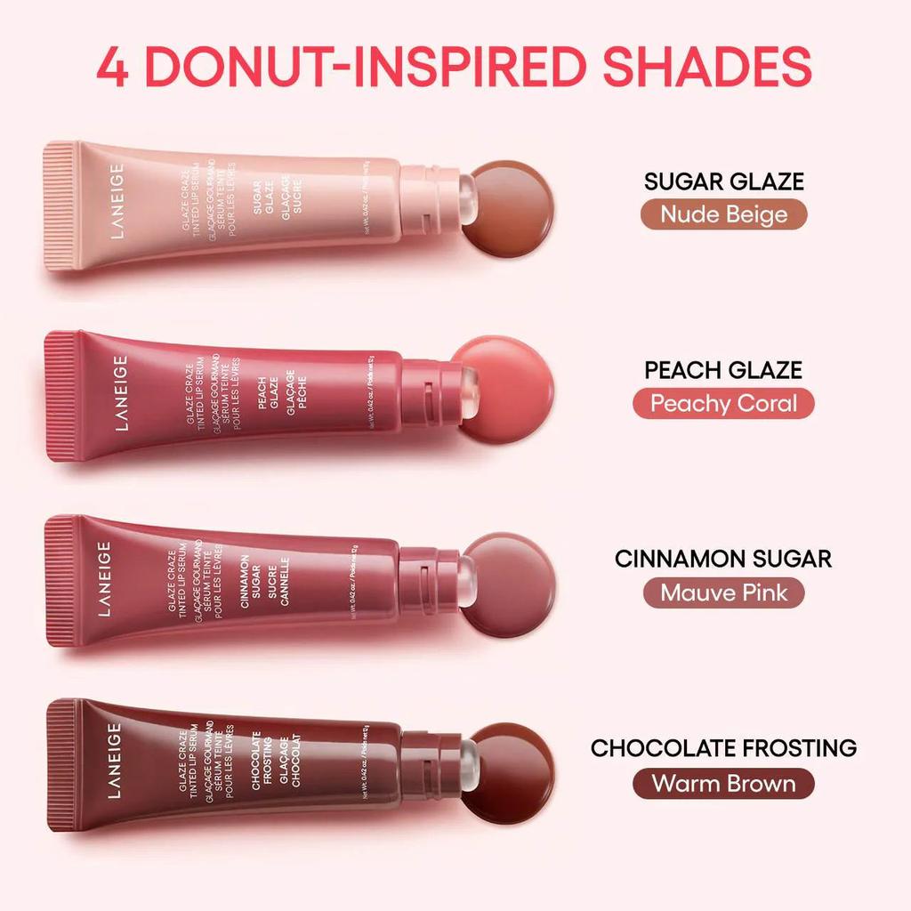 LANEIGE Glaze Craze Tinted Lip Serum Sugar Glaze 12g +RANDOM GIFT