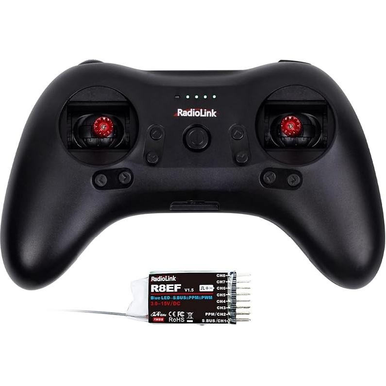 Radiolink T8S 8 Channels 2.4GHz RC Pocket Size Portable Transmitter and Receiver R8EF RX, Remote and Controller Built-in Rechargeable Battery for