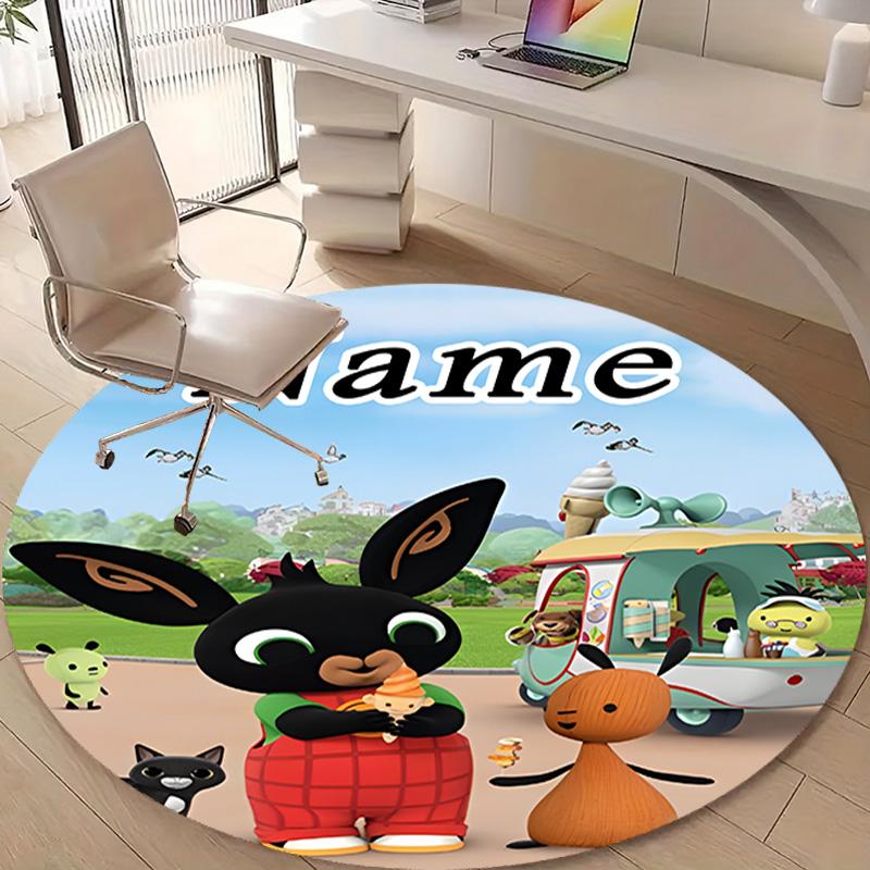 Personalized B-Bing Bunny Round Chair Office Rug - Perfect for Mat, Office Chair & More - Ideal Gift for Birthdays and Holidays