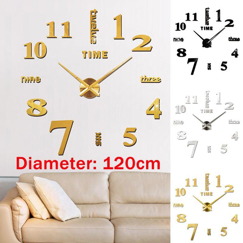 Elegant Silver 3d Frameless Number Wall Clock For Home And Office Decor
