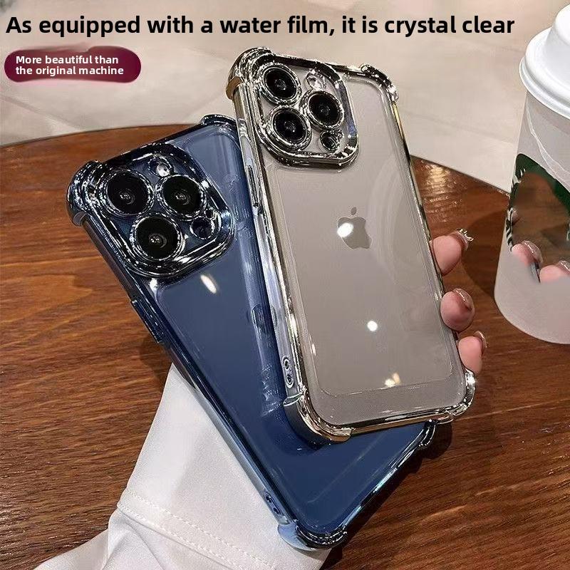 Защитный чехол с 4 углами-подушками безопасности для iPhone XR XS 11 12 13 14 15 16 Pro Max с пленкой для линз, противоударный, прозрачный, жесткий