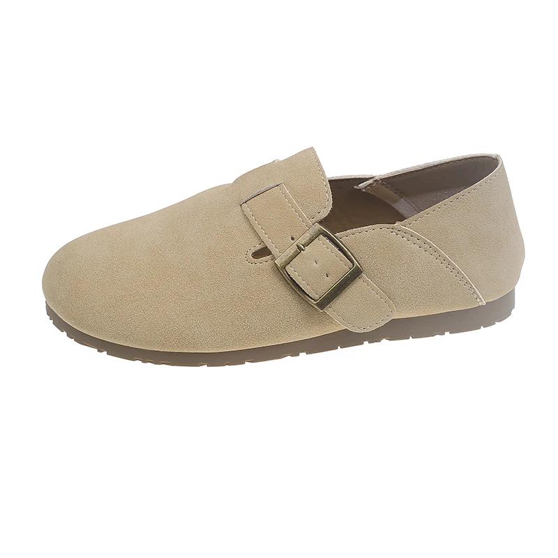 Fashion Brown Flat Shoes for Women Retro Spring and Autumn 2024 New Loafers Shoes Non-slip Fashion Soft Sole Shoes Size 35-40