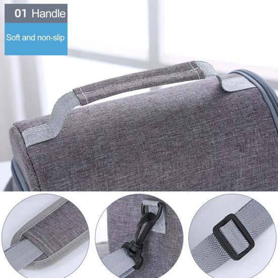 Lunch Storage Bag Large Capacity Double Layer Zipper Closure Reinforced Handle Design Waterproof Thermal Insulation Lunch Bag