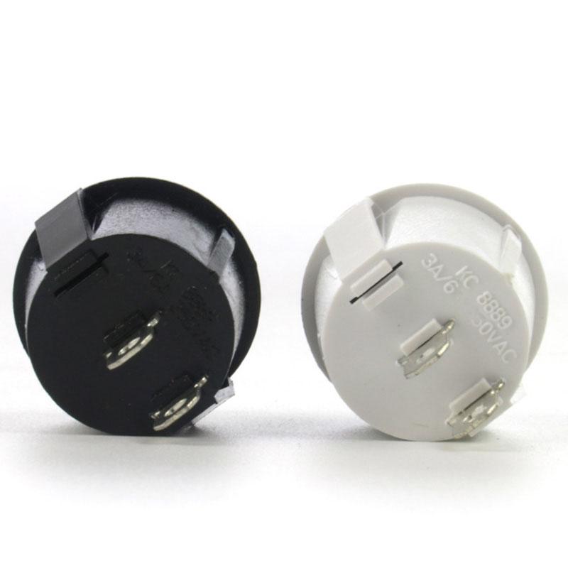 2/5pcs Black White 2PIN ON/OFF Round Rocker Toggle Power Button Switch 6A/250VAC 10A 125V AC Cap with Plastic Push