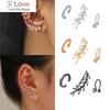 White Gold Color Zircon Leaves Clip Earrings For Women Men Creative Simple Ear Cuff Non -Piercing Ear Clip Set Trend Jewelry